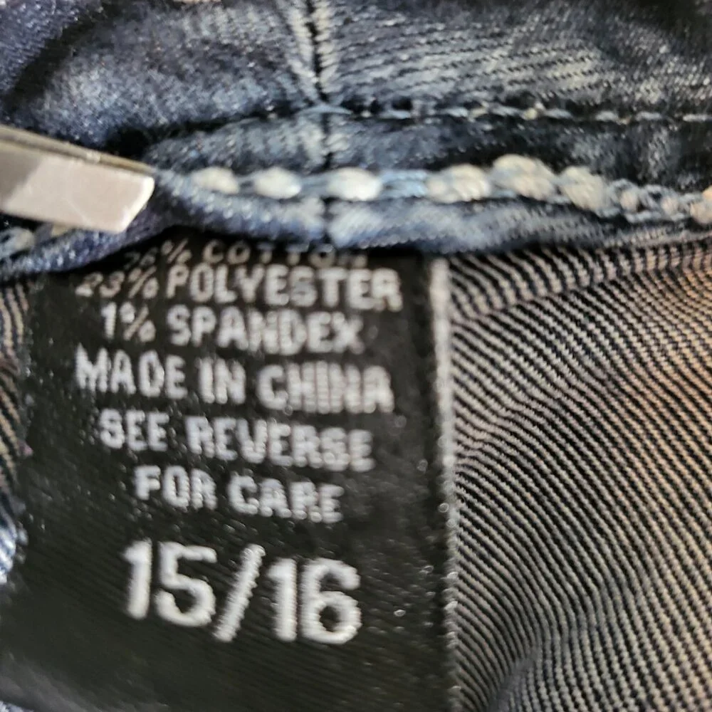 Ariya Jeans Women's Embellished Whisker Faded Jeans Size 15/16 Blue - Picture 14 of 15